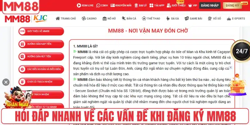 Đăng Ký 5 Hỏi đáp nhanh về các vấn đề khi đăng ký MM88