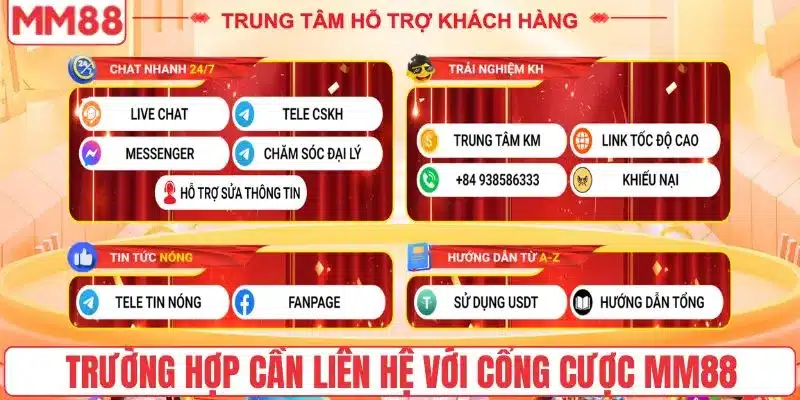 Liên Hệ 3 Trường hợp cần liên hệ với cổng cược MM88